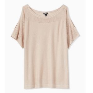 Torrid light knit rose pointelle cold shoulder blouse